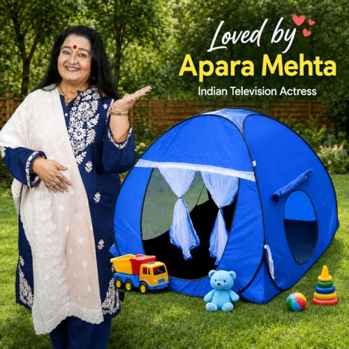 Image of Foldable Play Tent House Big SizelPop-Up Indoor & Outdoor Playhouse for Girls Boys| Multi Purpose Tent House for Kids Boys 3 to 10 Years with Fun Patterns Easy Setup & Portable (Blue)
