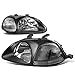 For Honda Civic EJ EM EK Pair of Black Housing Clear Corner Headlight W/Corner Lamps