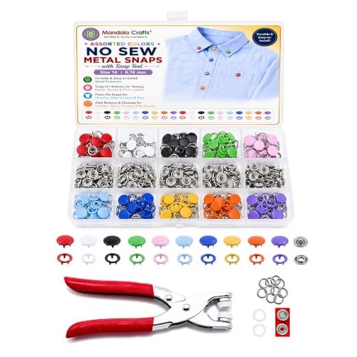 Mandala Crafts Metal Snap Button Kit - Snap on Buttons with Snap Fastener Tool for Sewing Clothing Leather Crafting 10 Assorted Colors 9.5mm 0.37 Inch