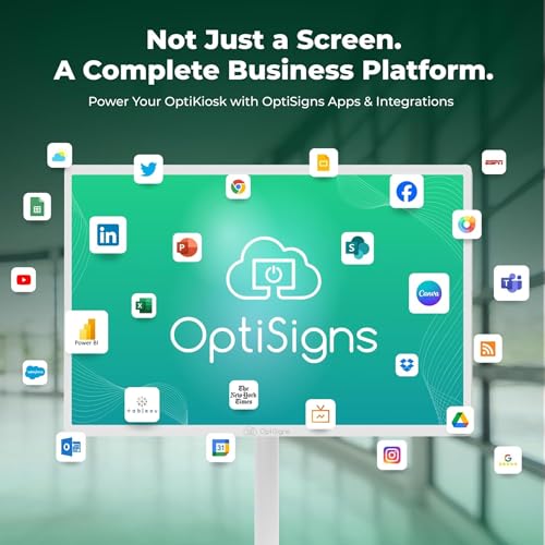 Image of OptiSigns 32 inch Wall Mount Digital Signage Kiosk with Touchscreen, Full HD Display with Built-in Speakers, Wi-Fi and Remote Content Management for Restaurants, Retail, Hotels, and Offices, OptiKiosk 32