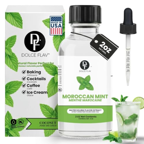 Image of Dolce Flav Natural Moroccan Mint Extract - Water-Soluble Flavoring for Drinks, Ice Cream, Baking & Desserts | Pure MintTaste