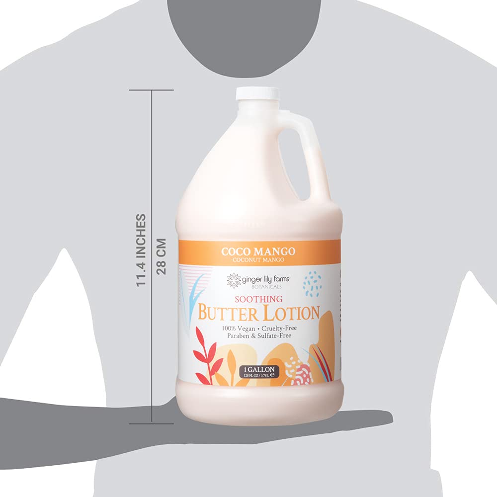 Ginger Lily Farm's Botanicals Soothing Butter Lotion, Coco Mango, 100% Vegan & Cruelty-Free, Coconut Mango Scent, 1 Gallon - Image 7