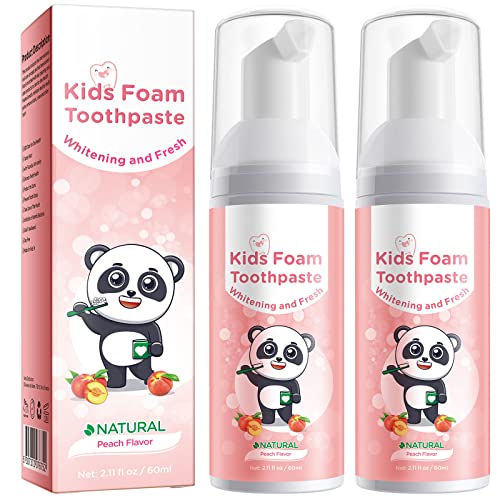 FRDUGA Kinderschaumzahnpasta, Kinderzahnpasta für U-förmige Zahnbürste, Zahnpasta mit natürlicher Formel, Mundpflegezahnpasta für Kinder (Pfirsich,2PCsx60ml)