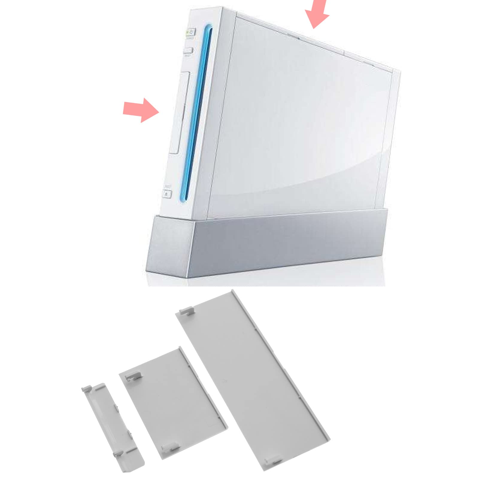 ECSiNG 2 juegos (6 piezas) de repuesto para tarjeta de memoria de puerta ranura para puerta kit de cubierta de carcasa protectora piezas de reparación 3 en 1 compatible con consola Wii, blanco