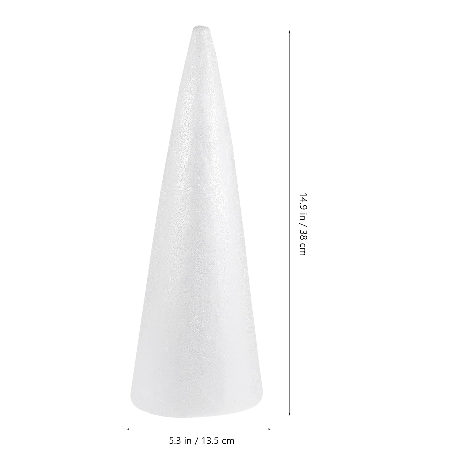Foam Tree Cones, 2pcs White Polystyrene Christmas Tree Foam Cones for DIY Crafts, Xmas Party Decor, Christmas Gnomes, Table Centerpiece, 38cm/ 15 inches