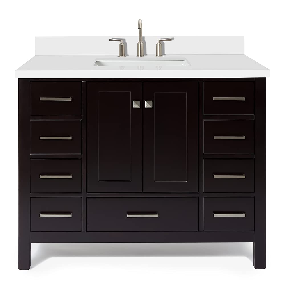Buy ARIEL 43" Inch Espresso Bathroom Vanity w/ 1.5" Inch Edge Pure