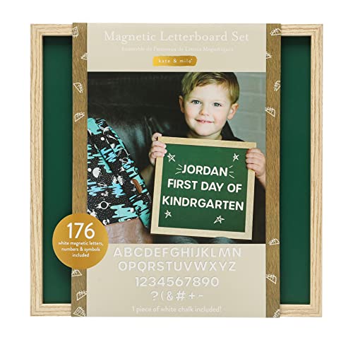 Kate & Milo Magnetic Letterboard Set, Back To School Green Chalkboard, Kids School Photo Prop, Magnetic Message Board And Chalkboard Sign, First And Last Day Of School Photo Prop, 176 Letters #TOP4