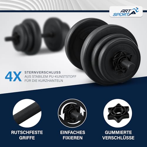 2er Hantelset 20/30 / 40 kg - Kurzhantel Set mit 2 Kurzhanteln, Gewichten & 4 Sternverschlüsse – Bild 4