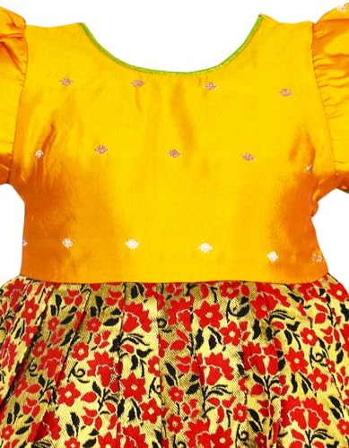 Image of AMIRTHA FASHION New south Indian traditional pattu pavadai Tapeta Silk Frock For Baby Girls