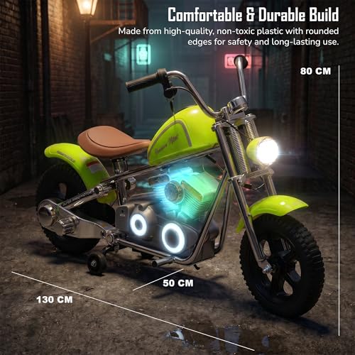 Image of Baybee ChopperX Baby Battery Operated Bike for Kids with Adjustable Seats I Rechargeable Ride on Toy with LED Lights, USB & Music I Big Baby Bike | Electric Bike for Kids to Drive 2+ Years (Green)