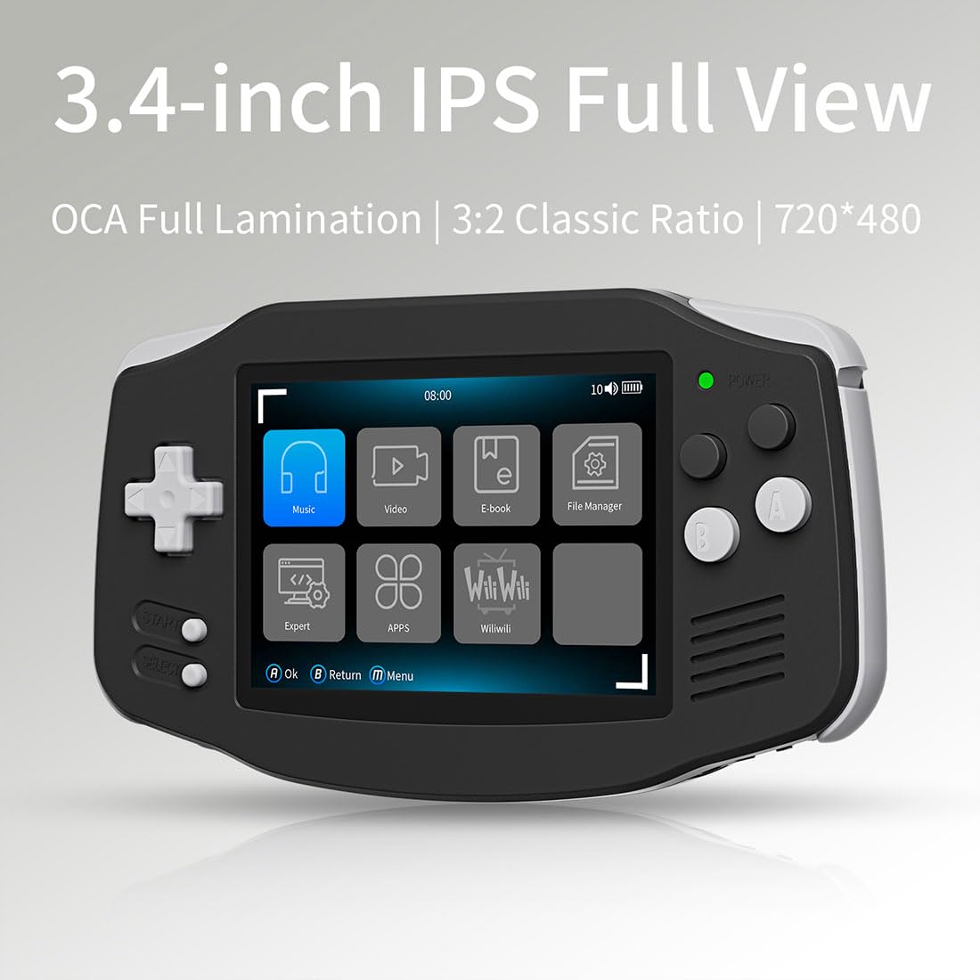 Consola de Juegos portátil ANBERNIC RG 34XX, 64 GB Integrados con más de 5000 Juegos, Pantalla IPS de 3,4 Pulgadas, 3500 mAh, Compatible con Consola Retro, multijugador Wi-Fi y Salida de TV HD.