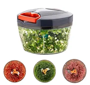 PANCA 450ml Chopper for Vegetables Kitchen Dori Handy Vegetable and Fruit Manual Onion Dry Fruit Salad Maker Vegetable Quick String Chopper Machine, Cutter 3 Stainless Steel Blades