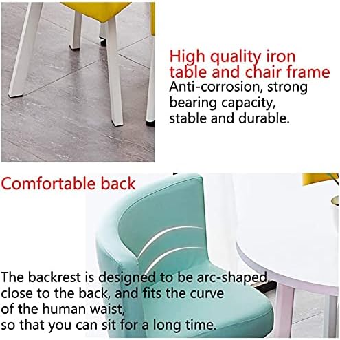 Miniatura 5 de Juego de mesa de comedor de oficina y hotel de negocios, juego de mesa y silla de comedor para el hogar, 1 mesa y 4 sillas, silla de piel sintética,