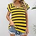 Bee Yellow Black Stripes Funny Women's Tunic Top V-Neck Tee Shirts with Ruffles Sleeve XL