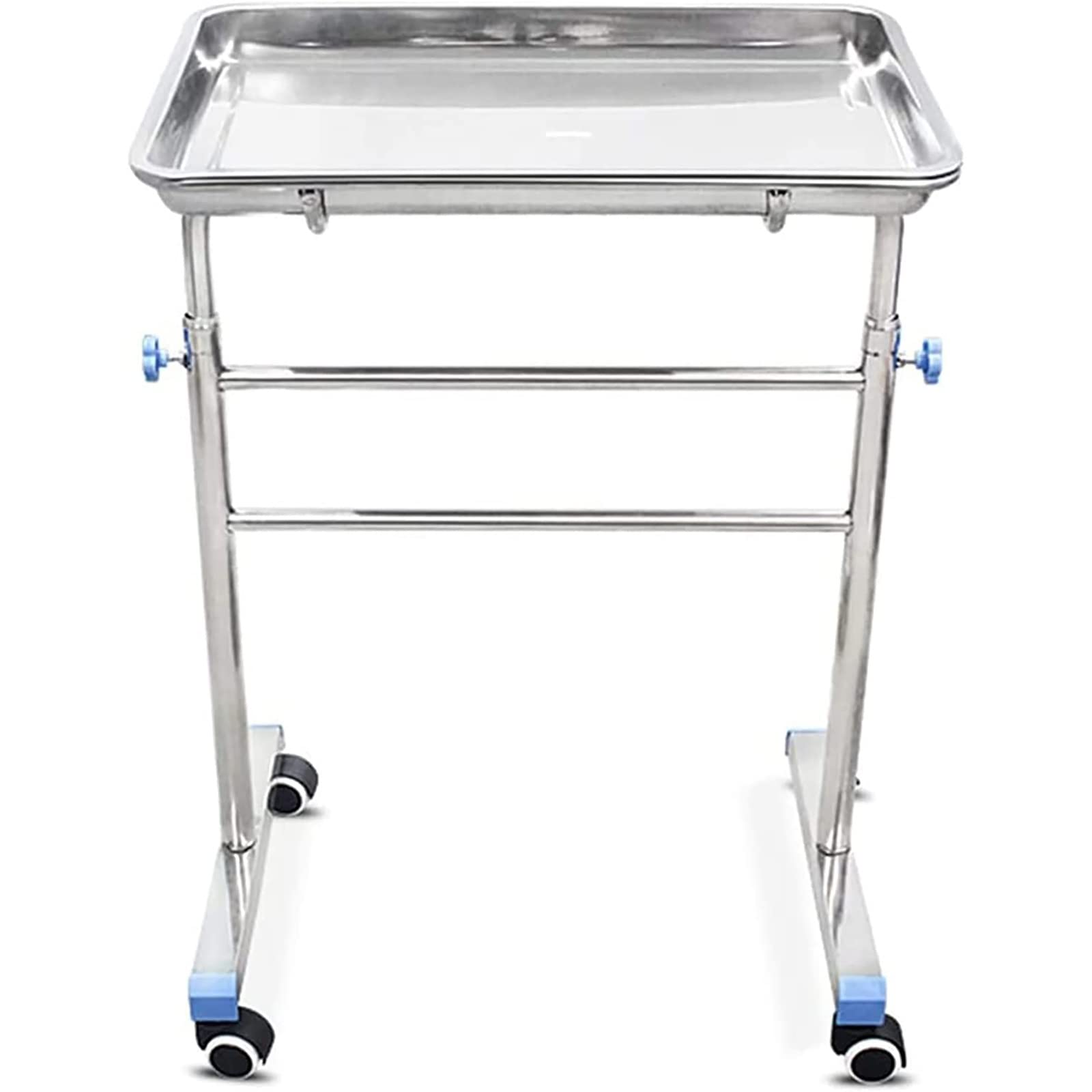 Bandeja móvil Mayo, carrito de acero inoxidable de altura ajustable con bandeja extraíble para instrumentos y ruedas para equipos médicos, spa, médicos y tatuajes