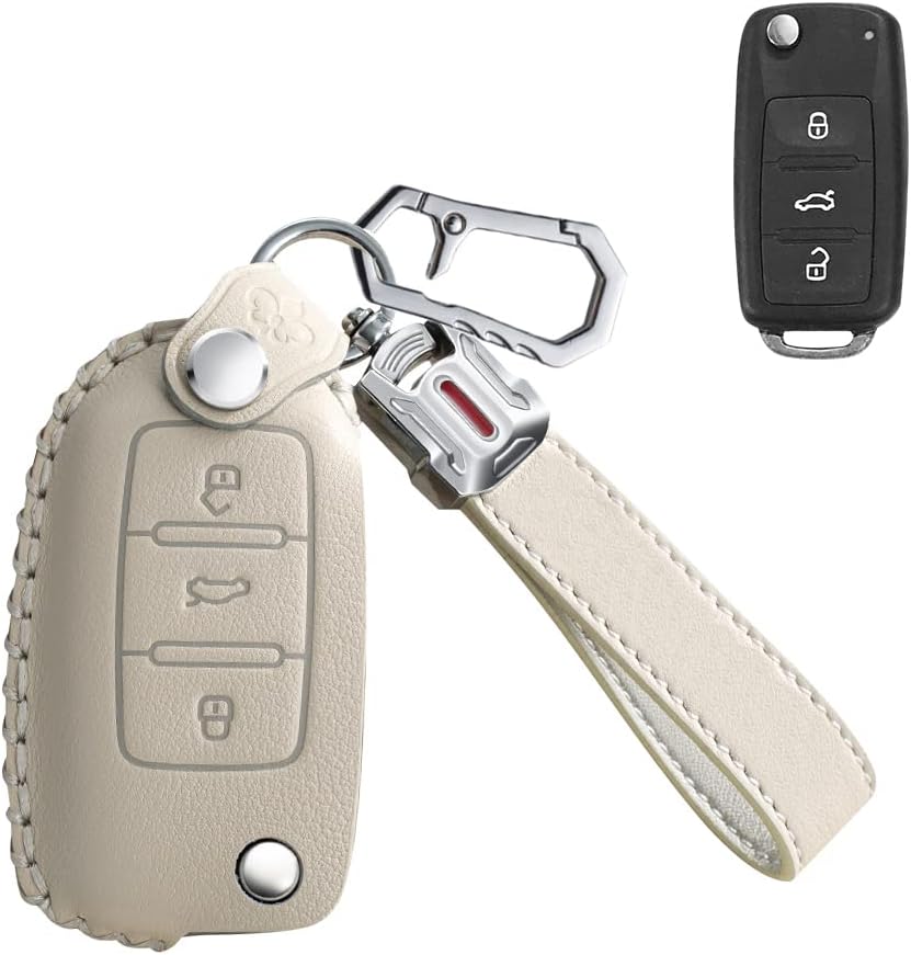 SANRILY Full Protection Cowhide Leather Key Fob Cover for Mercedes Benz E Class, 2018 S Class, 2017 2018 W213 Key Fob Keyless 3 Button Smart Key Case with Keychain Brown