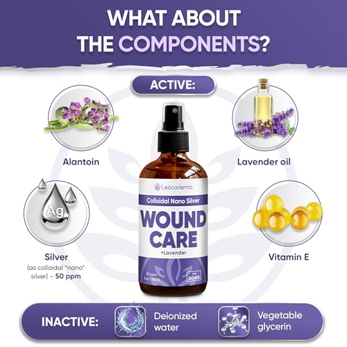 Dog Wound Care + Lavender | Wound Care for Dogs | Skin Irritation Treatment | All Breeds Itch Spray | Lavender Spray | Pet Cone | 4 Oz