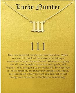 Lucky Number Necklace For Women Men 18K Gold Silver 111 222 333 444 555 666 777 888 999 Pendant Angel Number Necklaces Choker Chain Numerology Jewelry for Girl Boy with Message Gift Card
