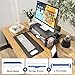 OPNICE Desk Organizer and Accessories, 2-Tier Computer Monitor Stand Riser with Drawer and 2 Pen Holders, Laptop Stand, Office Desk Accessories for Office Supplies, Black