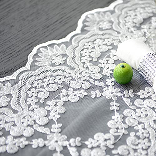 Sutavia Lace Patio Table Runner Embroidered Dresser Scarf, Classic Rectangular Macrame Tablerunner,For Kitchen Dining Picnic Coffee Table,And Wedding Banquet Home Decoration(White, 12"×70") #TOP4
