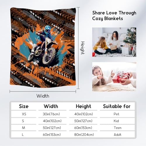 Boys Blankets Motorcycle Blanket Gifts - 60x80 Inch Cozy Soft Dirt Bike Throw for Teens Adults