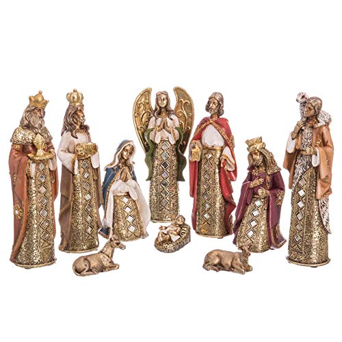 Belén de Navidad con Reyes Magos con Mosaico de Espejos Dorado Moderno para decoración navideña Christmas - LOLAhome