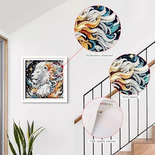 Image of AiYuanzsh 5D Special Shaped Diamond Painting Kit - Mighty King Lion Design, Unique Crystal Rhinestone Diamond Art Set for Beginners and Adults, Perfect for Home Wall Decor and Holiday Gifts