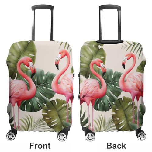 Luggage Covers Anti-Scratch Suitcase Cover Flamingo Palm Trees Leaf Washable Elastic Suitcase Protector Travel Luggage Protector Covers Carry On Luggages Cover L (26-28 inches)3