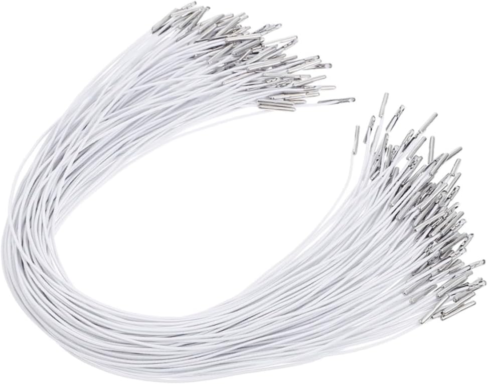 Didiseaon 200pcs Elastic Hat String Cord with Metal Barbs, Stretchable Elastic Band for Costume Masks and DIY Hat Chin Strap, Outdoor Craft Supplies for Sewing and Face Mask Making