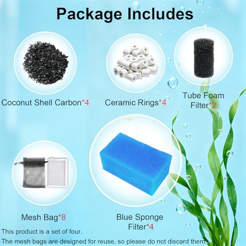 Image of 4 Sets Aquarium Filter Media Replacement for Fluval AC30 /Aquaclear 30 Power Filter - for 10-30 Gallon Aquariums