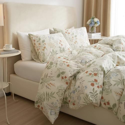 Image of LifeTB Garden Floral King Comforter Set Chic Flower Leaves Print