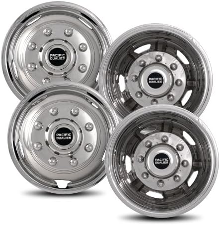 Pacific Dualies30-1708 17" Polished Stainless Steel Wheel Simulator Kit with 8 Lug and 5 Vent Hole for Chevy 2011-2021 GMC 3500 Truck