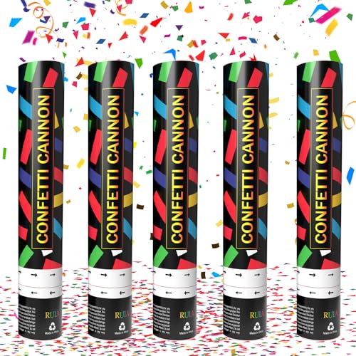 XPJBKC Biodegradable Confetti Cannons Large Set of 5 Party Poppers Multi-Coloured Confetti for Weddings Parties Baby Showers Christmas Birthday Parties - 30cm