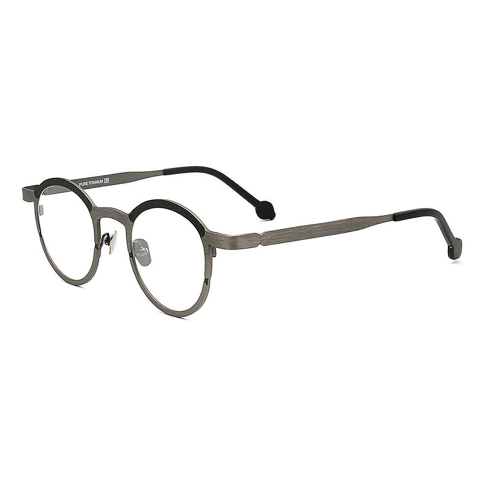 Retrò Rotondo Occhiali da Lettura per Donna Uomo titanio Montatura Anti Luce Blu Supporti di Lettura Ultrasottili con Cerniera Occhiali Presbiopia con Cerniera a Molla