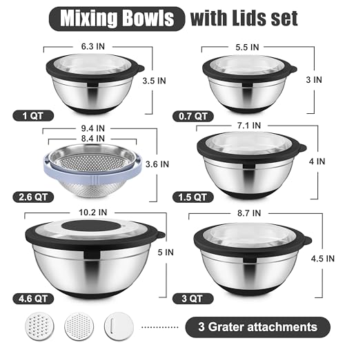 Set de 15 Tazones de Mezcla Acero Inoxidable con Tapas miniatura 2
