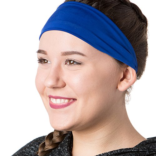 Hipsy Xflex Basic Adjustable & Stretchy Wide Softball Headbands For Women (Basic Royal Blue) #TOP1