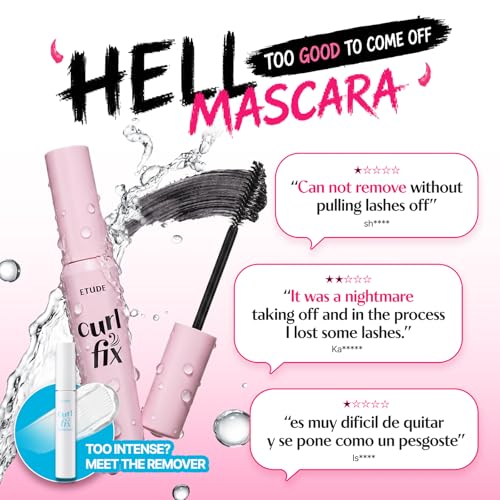 Image of ETUDE Curl Fix Mascara, Waterproof Mascara, Strong Curl Up, Long-Lasting, Waterproof, Light-Weight, Korean Makeup, Beauty, Vegan Certified, Black (0.27 Fl Oz)