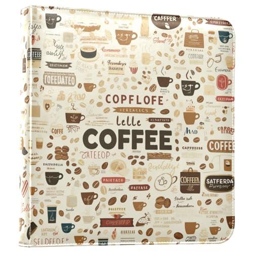 Kigai Cafe Pattern Photo Album Self Adhesive Scrapbook Album Leather Cover DIY Picture Scrap Book with 20 Adhesive Sheets, 11.8x24x0.8 inch