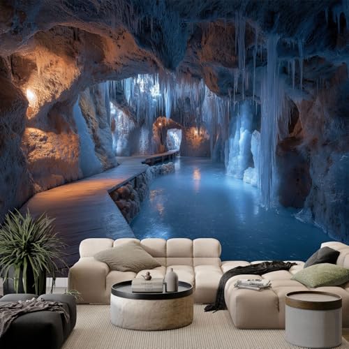 Genérico Fotomurales Surrealismo Realista Natural Cueva, 200 x 140 cm (An x Al) Papel Pintado No Tejido - Gris Oscuro Papel Tapiz para la Decoración del hogar en Salon y Cocina