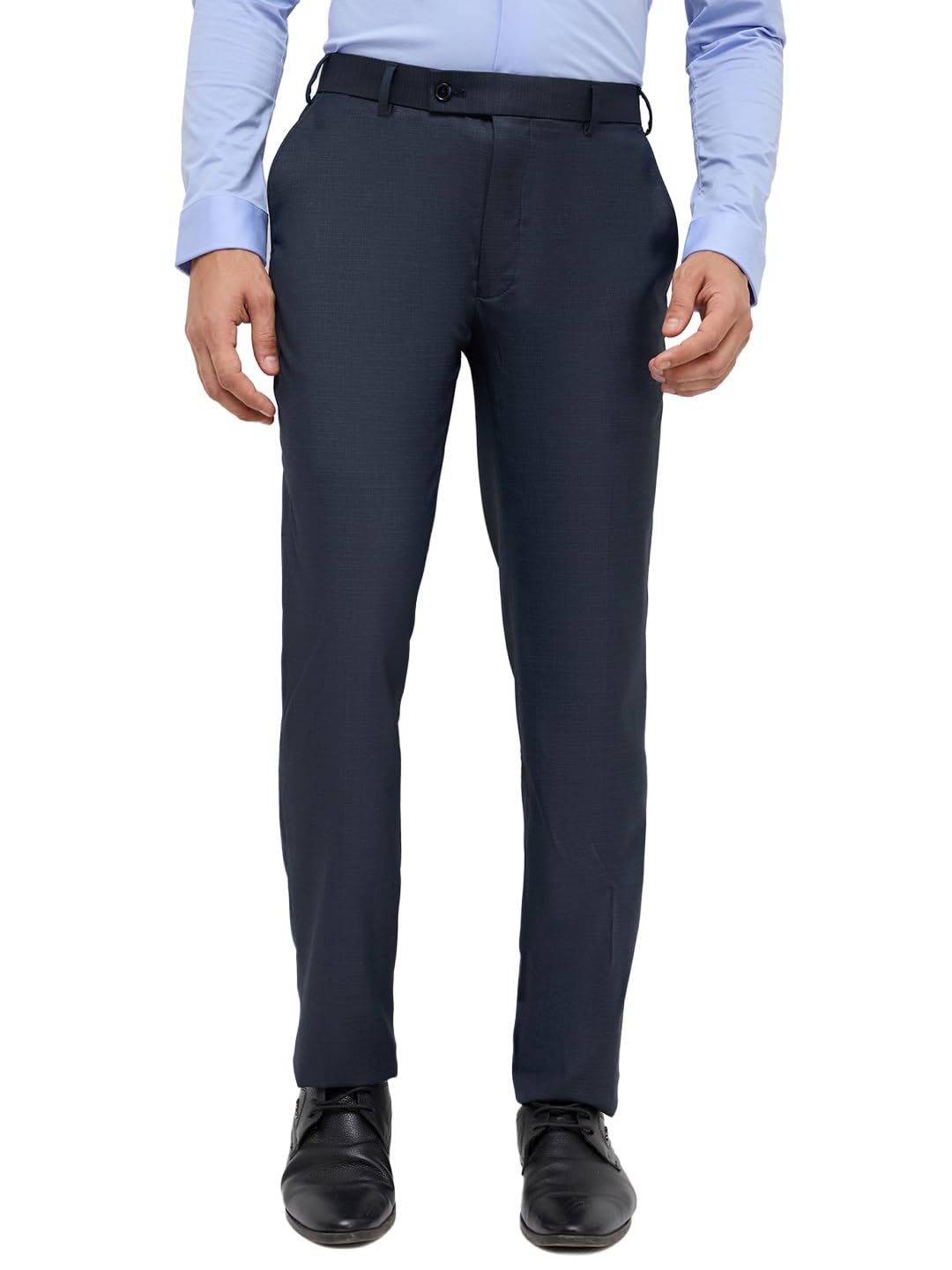 Men Slim Fit Structure Pattern Polyester Blend Flat Front Formal Trouser-image-33