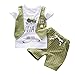 Jimmackey Neonato Ragazzi Bowtie Lettera Stampa T-Shirt Gilet Cime + Plaid Pantaloncini Gentiluomo Tuta Completo (B, 6-12 Mesi)
