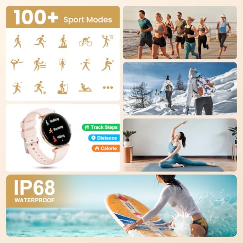 Image of Hwagol Smart Watches for Women with Android iPhone Compatible[Calls /Metal Thin Body],1.43 inch Micro-Spherical AMOLED Screen,Sports Watch with Sleep /Heart Rate Monitor