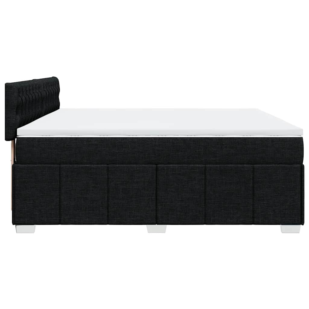 Cama con somier con colchón de 200 x 200 cm en tejido negro, núcleo de muelles ensacados para un agarre óptimo y una transferencia de movimiento reducida, incluye cómodo y transpirable