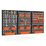 【Accessoires complets】L’organisateur mural comprend plusieurs supports : 3 grands bacs, 6 petits bacs, un support à 30 trous, 2 supports pour clés, 2 supports pour forets et 12 crochets, conçus pour répondre à divers besoins de rangement.