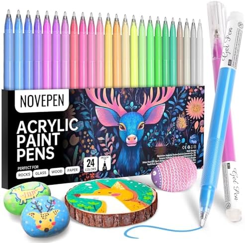 Acrylic Gel Pens, 24 Colors Adult Coloring Paint Pen, 1.0 Fine Tip Muticolor Marker Art Set for Black Paper, Acrylic Gel Ink Pen Assorted Colored for Doodle, Drawing, DIY Projects, Crafts Art Supplies