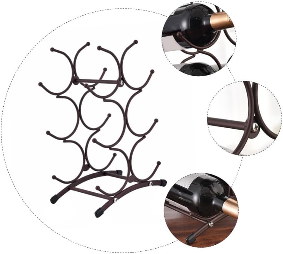 Amosfun Sturdy Wine Bottle Display Rack Iron Craft Electroplated Tabletop Shelf for Living Bar Hotel