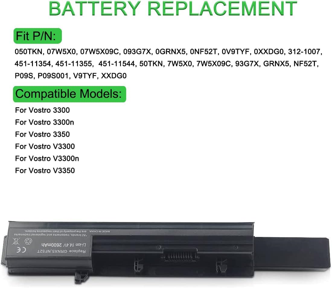 XITAIAN 14.4V 5200mAh GRNX5 Kompatybilny z Bateria Zamiennik do Dell 50TKN 7W5X0 7W5X09C 93G7X GRNX5 NF52T P09S P09S001 V9TYF XXDG0 0NF52T 0V9TYF 0XXDG0