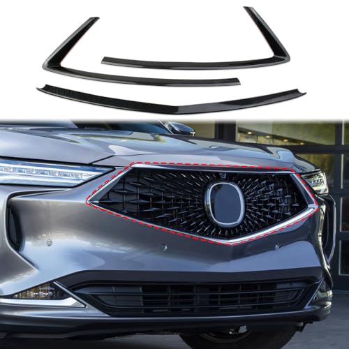 Image of crosselec Front Grille Frame Cover Trims Accessories for 2022-2025 Acura MDX (Carbon Fiber Pattern)