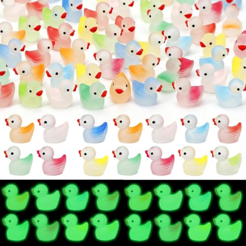 Mini Resin Ducks Glow in the Dark 100 Pack Miniature Figures