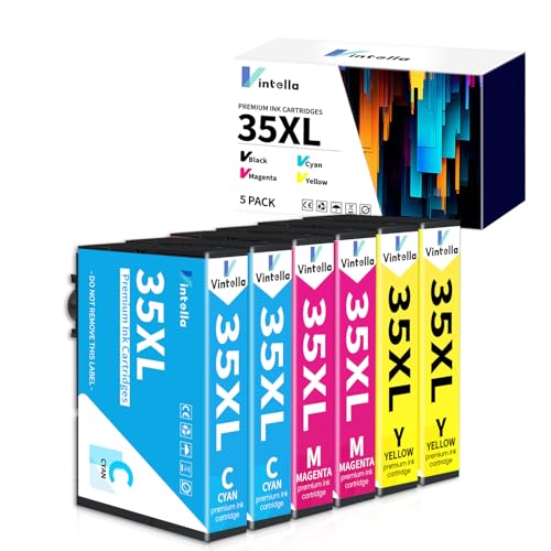 Vintella Compatible 35XL Color Ink Cartridge Replacement for Epson 35XL Color Ink Cartridges Compatible with Epson WorkForce Pro WF-4720DWF 4725DWF 4730DTWF 4730DWF 4740DTWF 4740DWF Printer (6-Pack)